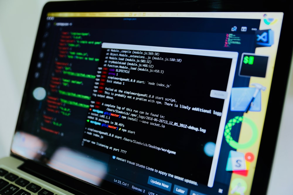 Lines of code on laptop