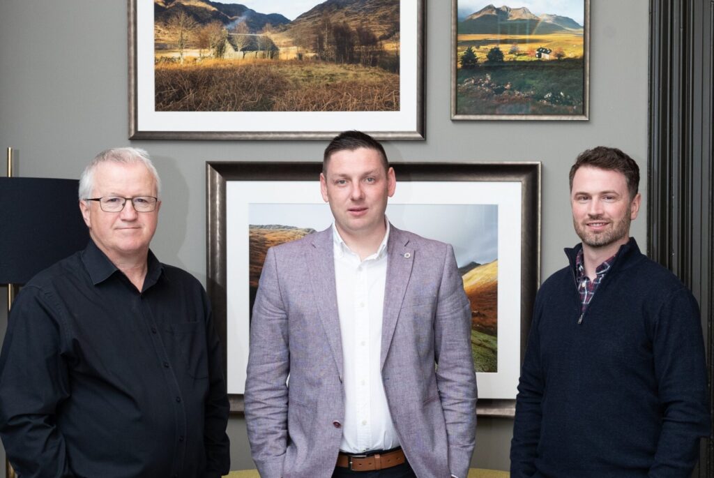 Woodland Group CEO, Connor McCloskey, with JTC's MD, Gordon Linton, and BGF investor Chris Nixon