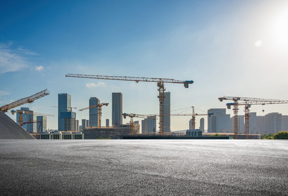 Construction site with cranes