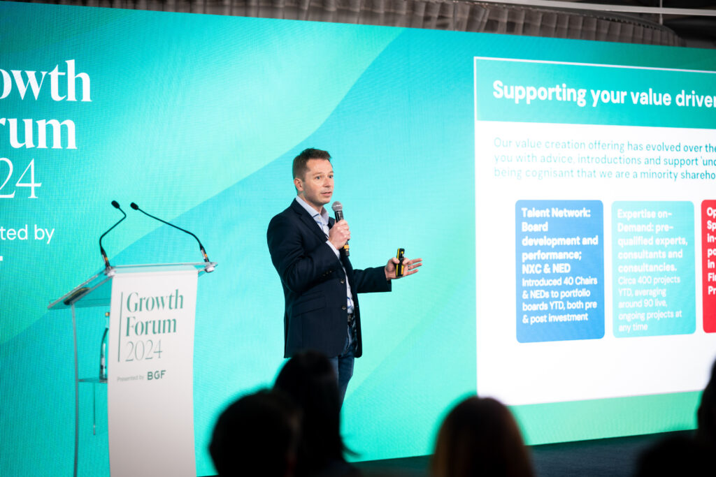 BGF's Head of Portfolio Talent, Andy Watts, presenting to portfolio companies at the 2024 BGF Growth Forum